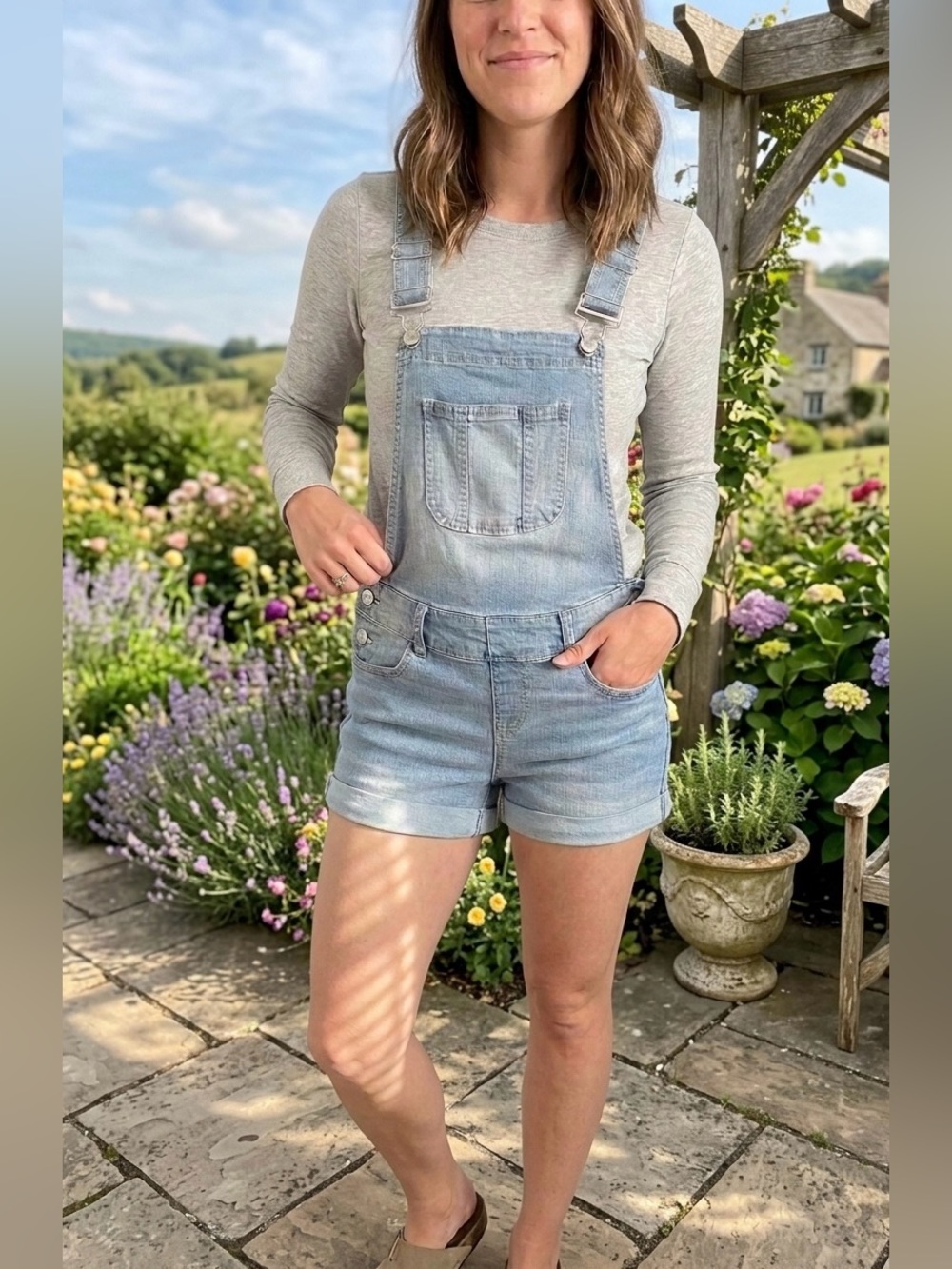 Blue Spice Denim Short Overalls